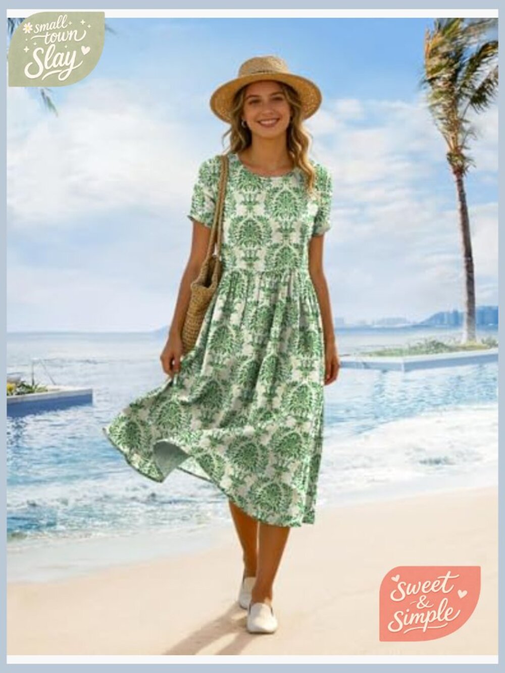 Boho Floral Maxi Dress with Pockets Beach Vacation Casual Loose - Picture 3 of 7